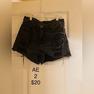 American Eagle Outfitters Dark Gray Distressed Jean Shorts
